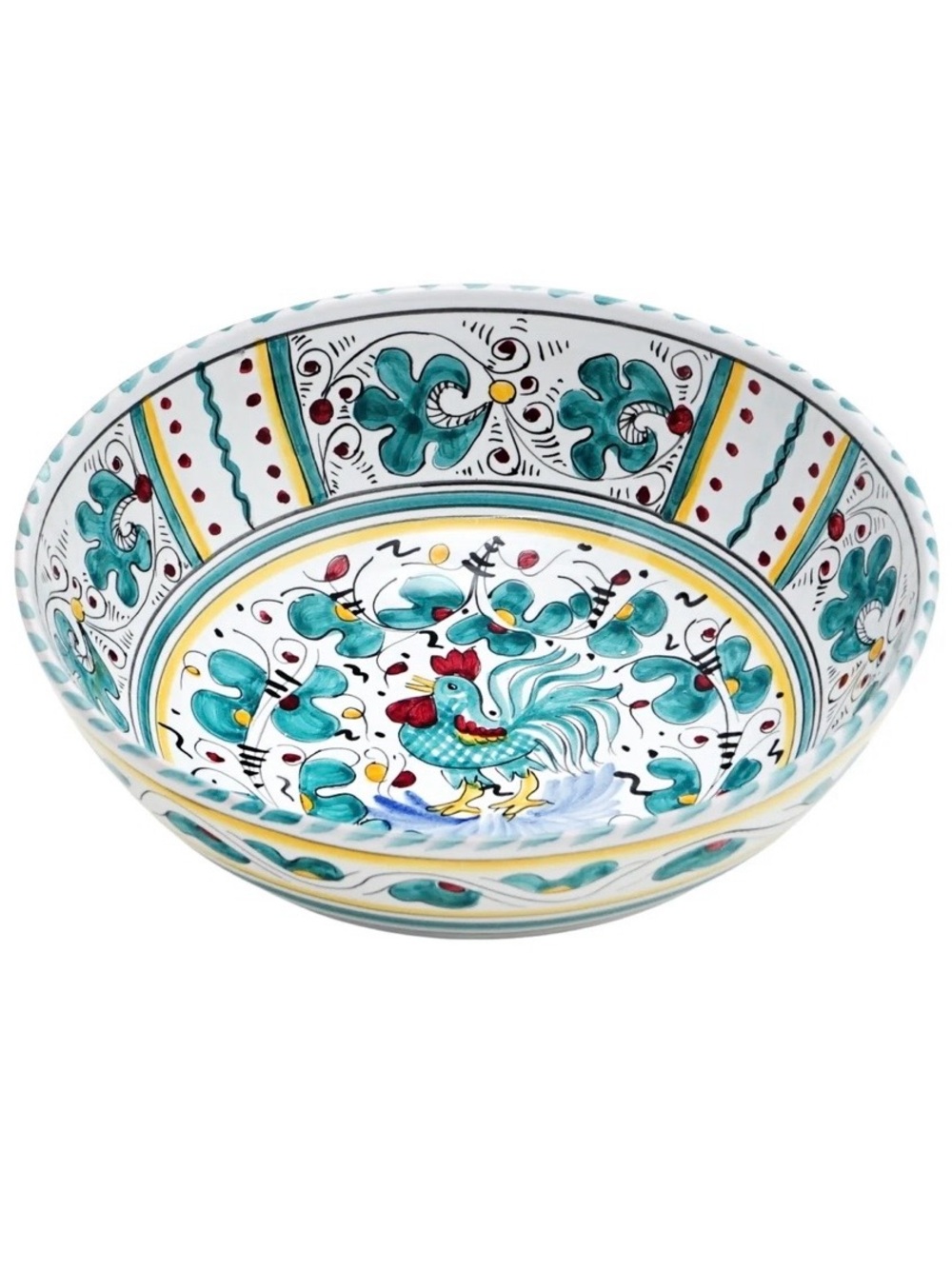 Brand New Artistica ORVIETO GREEN ROOSTER: SALAD BOWL (MEDIUM)